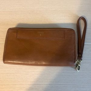 Fossil Leather Wallet with Wrist Strap